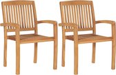 Decoways - Tuinstoelen stapelbaar 2 stuks massief teakhout