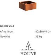 Cortenstaal Akelei 6.3 Vierkant 80x80x40 cm.  Plantenbak