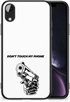 Back Cover Siliconen Hoesje Geschikt voor iPhone XR Telefoonhoesje met Zwarte rand Gun Don't Touch My Phone