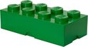 Boîte de rangement LEGO verte et forme de brique 8 tenons.