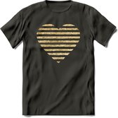 Valentijn Goud Hart T-Shirt | Grappig Valentijnsdag Cadeautje voor Hem en Haar | Dames - Heren - Unisex | Kleding Cadeau | - Donker Grijs - S