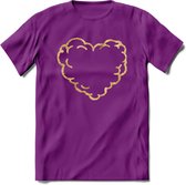Valentijn Goud Hart T-Shirt | Grappig Valentijnsdag Cadeautje voor Hem en Haar | Dames - Heren - Unisex | Kleding Cadeau | - Paars - XL