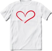 Valentijn Hart T-Shirt | Grappig Valentijnsdag Cadeautje voor Hem en Haar | Dames - Heren - Unisex | Kleding Cadeau | - Wit - 3XL