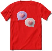 Valentijn Hart chat T-Shirt | Grappig Valentijnsdag Cadeautje voor Hem en Haar | Dames - Heren - Unisex | Kleding Cadeau | - Rood - XXL