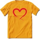 Valentijn Hart T-Shirt | Grappig Valentijnsdag Cadeautje voor Hem en Haar | Dames - Heren - Unisex | Kleding Cadeau | - Geel - 3XL