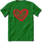 Valentijn Hart T-Shirt | Grappig Valentijnsdag Cadeautje voor Hem en Haar | Dames - Heren - Unisex | Kleding Cadeau | - Donker Groen - L