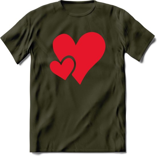 Valentijn Hart T-Shirt | Grappig Valentijnsdag Cadeautje voor Hem en Haar | Dames - Heren - Unisex | Kleding Cadeau | - Leger Groen - M