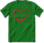 Valentijn Hart T-Shirt | Grappig Valentijnsdag Cadeautje voor Hem en Haar | Dames - Heren - Unisex | Kleding Cadeau | - Donker Groen - XXL