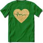 Valentijn Goud Hart T-Shirt | Grappig Valentijnsdag Cadeautje voor Hem en Haar | Dames - Heren - Unisex | Kleding Cadeau | - Donker Groen - XL