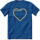 Valentijn Goud Hart T-Shirt | Grappig Valentijnsdag Cadeautje voor Hem en Haar | Dames - Heren - Unisex | Kleding Cadeau | - Donker Blauw - XXL