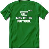King Of The Frituur - Snack T-Shirt | Grappig Verjaardag Kleding Cadeau | Eten En Snoep Shirt | Dames - Heren - Unisex Tshirt | - Donker Groen - L