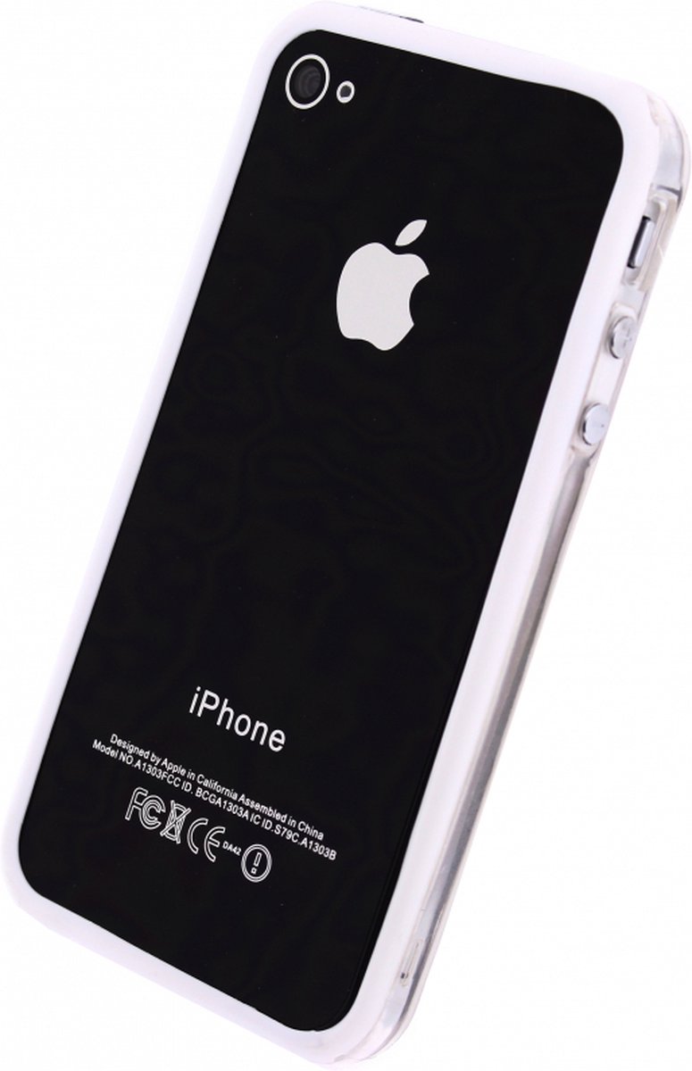 Apple iPhone 4/4s Hoesje - Xccess - Serie - Hard Kunststof Bumper - Transparant / Wit - Hoesje Geschikt Voor Apple iPhone 4/4s