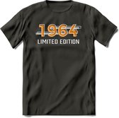 1964 Limited Edition T-Shirt | Goud - Zilver | Grappig Verjaardag en Feest Cadeau Shirt | Dames - Heren - Unisex | Tshirt Kleding Kado | - Donker Grijs - XXL