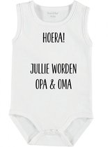 Baby Rompertje met tekst 'Hoera jullie worden opa en oma ' | mouwloos l | wit zwart | maat 62/68 | cadeau | Kraamcadeau | Kraamkado