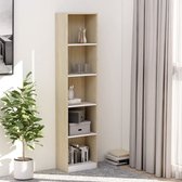 Decoways - Boekenkast met 5 schappen 40x24x175 cm spaanplaat wit en eiken
