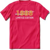 1988 Limited Edition T-Shirt | Goud - Zilver | Grappig Verjaardag en Feest Cadeau Shirt | Dames - Heren - Unisex | Tshirt Kleding Kado | - Roze - XXL