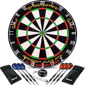Dartboard | Dartboard-Set | 6 dartpijlen | dartmeetlint | 2 Kleuren Flights | Ophangset | 45.1 x 45.1 x 4.3 Cm | Blauw | Rood