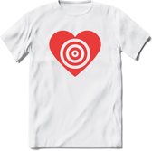 Valentijn Hart T-Shirt | Grappig Valentijnsdag Cadeautje voor Hem en Haar | Dames - Heren - Unisex | Kleding Cadeau | - Wit - XL