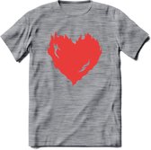 Valentijn Hart T-Shirt | Grappig Valentijnsdag Cadeautje voor Hem en Haar | Dames - Heren - Unisex | Kleding Cadeau | - Donker Grijs - Gemaleerd - XXL