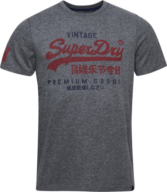 Superdry Vintage VL Classic Tee Rich Charcoal Marl Heren T-Shirt - Maat S