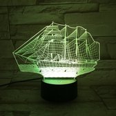 3D Led Lamp Met Gravering - RGB 7 Kleuren - Schip