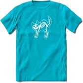 SKKKaleton - Katten T-Shirt Kleding Cadeau | Dames - Heren - Unisex | Kat / Dieren shirt | Grappig Verjaardag kado | Tshirt Met Print | - Blauw - 3XL