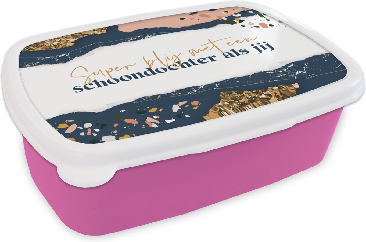 Broodtrommel Roze - Lunchbox - Brooddoos - Dochter - Quotes - Design - 18x12x6 cm - Kinderen - Meisje
