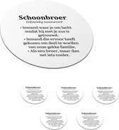 Onderzetters voor glazen - Rond - Woordenboek - Schoonbroer - Zwart - Wit - 10x10 cm - Glasonderzetters - 6 stuks