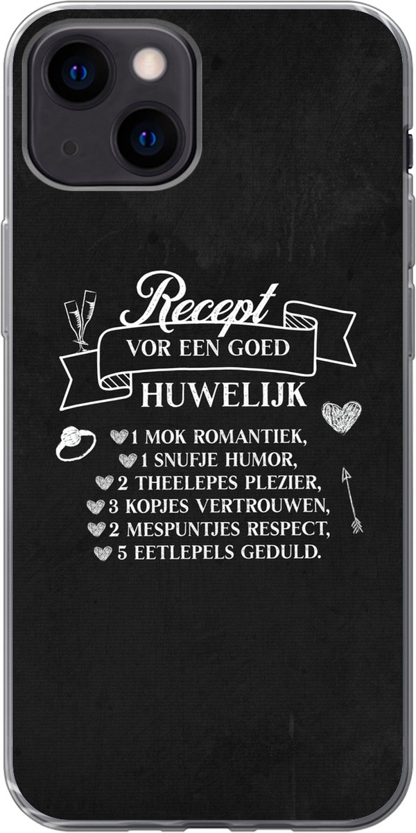 Telefoonhoesje Geschikt voor iPhone 13 mini hoesje - Quote ''Recept voor een goed huwelijk'' - Siliconen Telefoonhoesje Telefoonhoesje