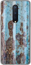 Geschikt voor OnePlus 8 hoesje - Golfplaat - Vintage - Roest print - Siliconen Telefoonhoesje