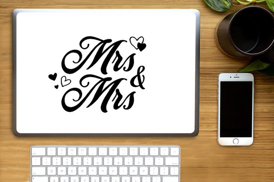 Autocollant pour ordinateur portable - 15,6 pouces - Se marier - Citations - 'Mrs & Mrs' - Dictons