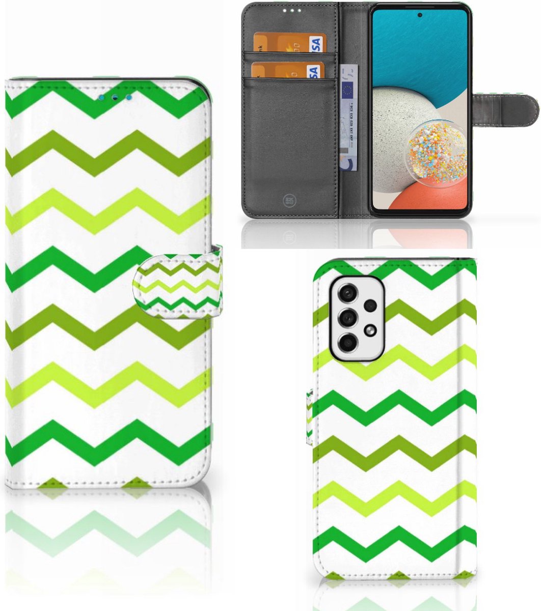 Samsung Galaxy A53 Telefoon Hoesje Zigzag Groen