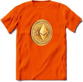 Ethereum Coin - Crypto T-Shirt Kleding Cadeau | Dames / Heren / Unisex | Bitcoin / Ethereum shirt | Grappig Verjaardag kado | BTC Tshirt Met Print | - Oranje - M