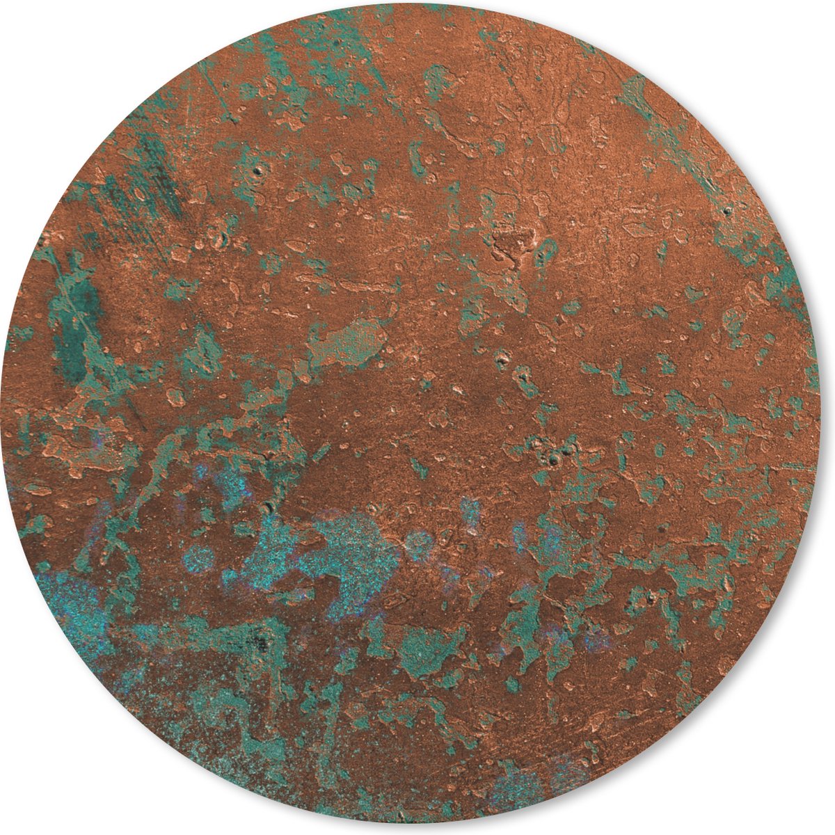 Muismat rond 30x30 cm - Mousepad Staalplaat - Turquoise - Roest print - Ronde muismatten