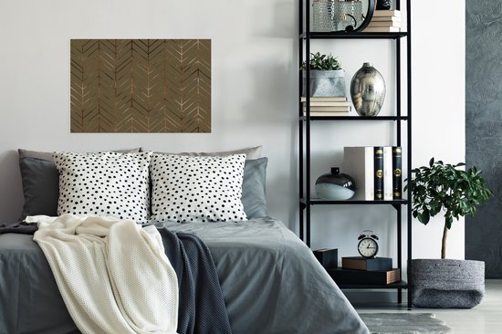 Luxe motif de lignes bronze sur fond vert foncé 60x40 cm