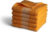 Bol.com Luxe handdoek set - 5 delig - 50x100 cm - geel - wooden tree - jacquard geweven - 100% katoen - extra zacht badstof - ha... aanbieding