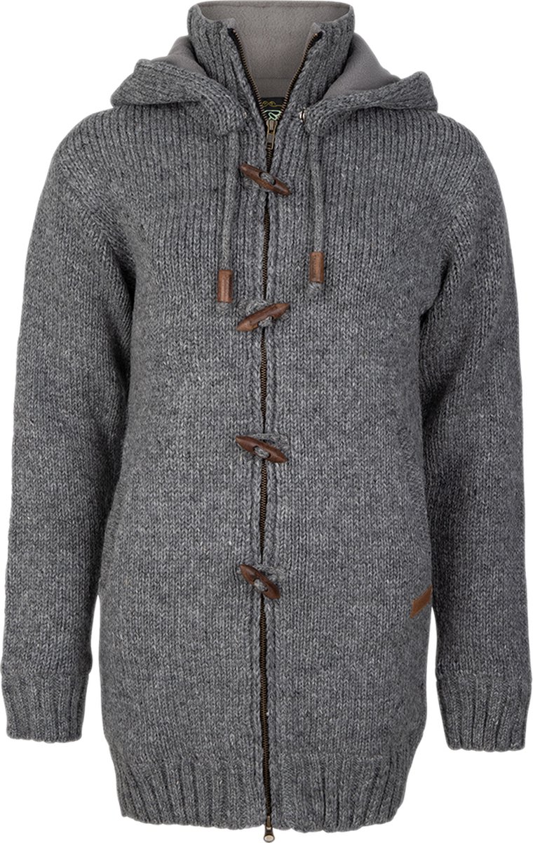 Gebreid Wollen Dames Vest van Schapenwol met Polyester Fleece voering en afneembare capuchon SHAKALOHA W Woodcord DLX Grijs