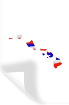 Muurstickers - Sticker Folie - Hawaii - Landkaart - Vlag - 20x30 cm - Plakfolie - Muurstickers Kinderkamer - Zelfklevend Behang - Zelfklevend behangpapier - Stickerfolie