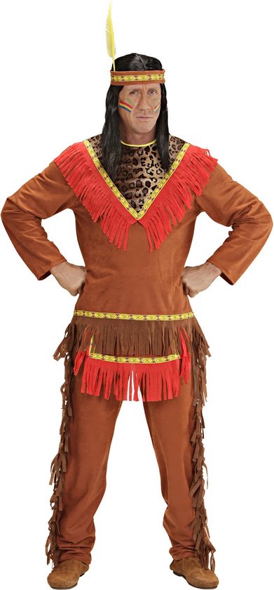 Widmann - Indiaan Kostuum - Indiaan Man Netzalcoatl Kostuum - Bruin - Medium - Carnavalskleding - Verkleedkleding