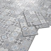 ARTENS - PVC-vloer GATSBY BLUE - Klikvinyltegels - Vinylvloer - Cementtegels Patroon - Blauw-Grijs / Wit - FORTE - 61cm x 30,5cm x 4,2mm - Dikte 4,2mm - 1,49m²/8 tegels