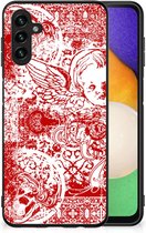 Back Case TPU Siliconen Hoesje Geschikt voor Samsung Galaxy A13 5G | Geschikt voor Samsung Galaxy A04s GSM Hoesje met Zwarte rand Angel Skull Red