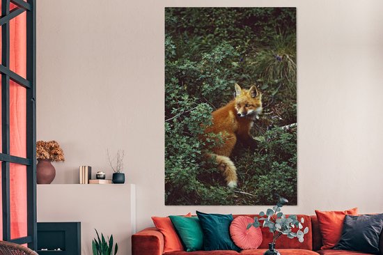 Toile Peinture Renard - Nature - Forêt - 120x180 cm - Décoration murale XXL