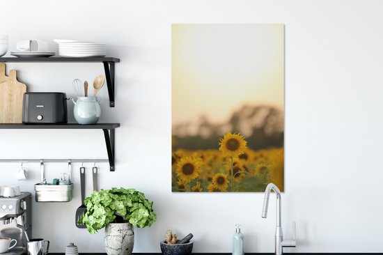 Canvas Schilderij Zonnebloemenveld in Bangladesh - 40x60 cm - Wanddecoratie