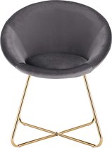 Eetkamerstoelen BH217dgr-1 1 x keukenstoel gestoffeerde stoel woonkamerstoel stoel, zitting van fluweel, gouden metalen poten, donkergrijs