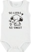 Baby Rompertje met tekst 'So little, so sweet' | mouwloos l | wit zwart | maat 50/56 | cadeau | Kraamcadeau | Kraamkado