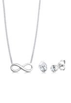 Elli Dames Sieraden Set Dames Ketting Infinity Hanger Symbool en Oorbellen met Kristallen in 925 Sterling Zilver