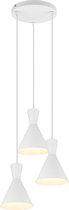 LED Hanglamp - Torna Ewomi - E27 Fitting - 3-lichts - Rond - Mat Wit - Aluminium