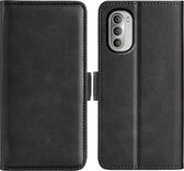 Motorola Moto G51 Hoesje - MobyDefend Luxe Wallet Book Case (Sluiting Zijkant) - Zwart - GSM Hoesje - Telefoonhoesje Geschikt Voor: Motorola Moto G51