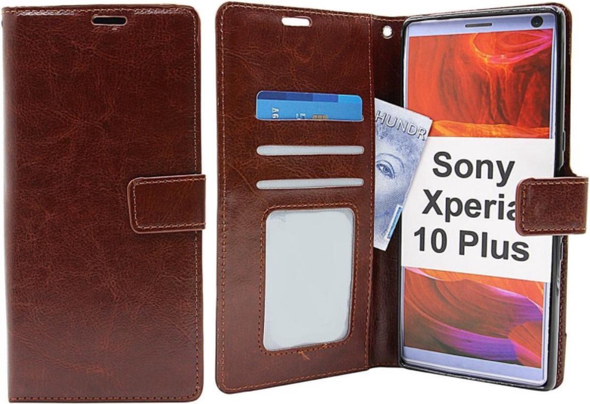 LuxeBass Hoesje geschikt voor Sony Xperia 10 Plus - Bookcase Bruin - portemonnee hoesje - telefoonhoes - gsm hoes - telefoonhoesjes