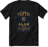 50 Jaar Legendarisch Gerijpt T-Shirt | Royal Blue - Ivoor | Grappig Verjaardag en Feest Cadeau Shirt | Dames - Heren - Unisex | Tshirt Kleding Kado | - Zwart - 3XL